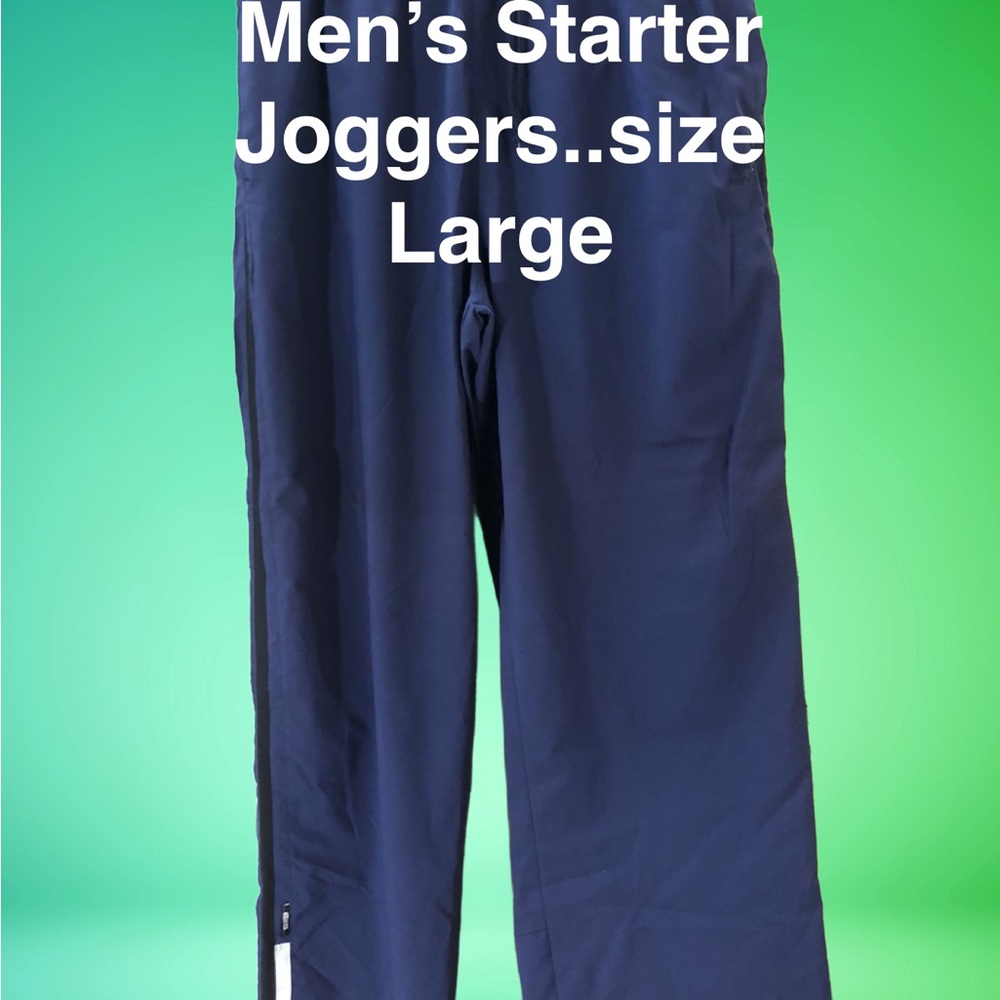 STARTER Blue Sweatpants Joggers with Ankle Zipper